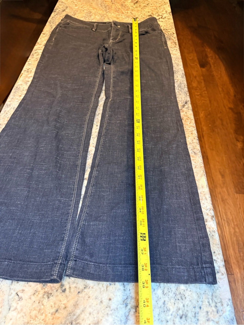 White House Black Market Noir Trouser Leg Jeans Size 4S Dark Wash Wide Leg Denim - Picture 9 of 15